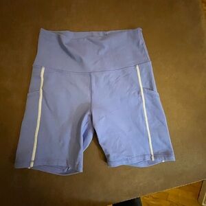 High-Waist Purple Bike Shorts with Side Trim
